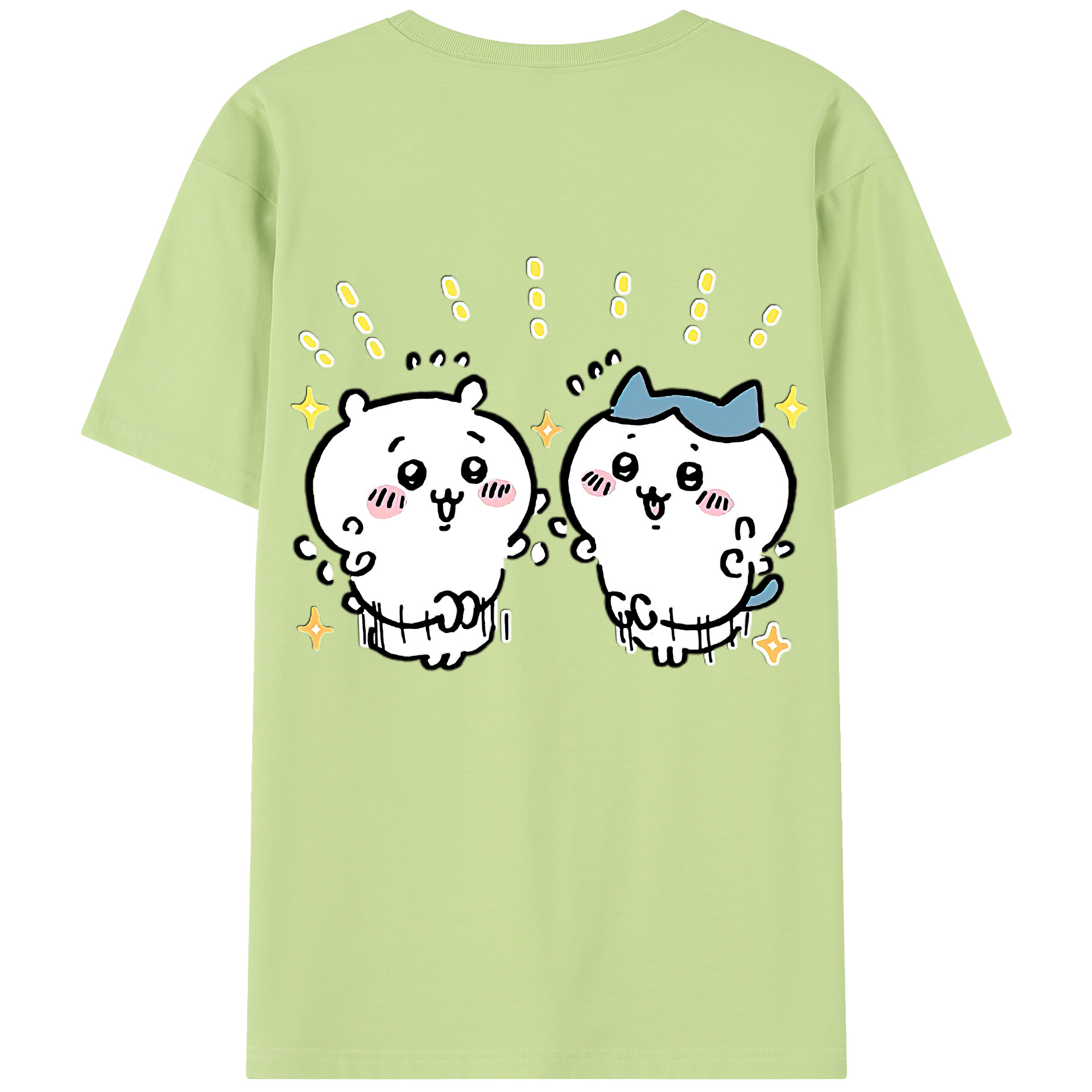 （画像用） ちいかわ ハチワレ Chii-kawa hachiware 綿100％半袖Tシャツ（背面プリント）